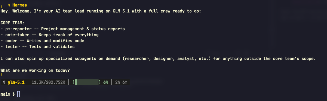 Hermes Agent terminal screenshot